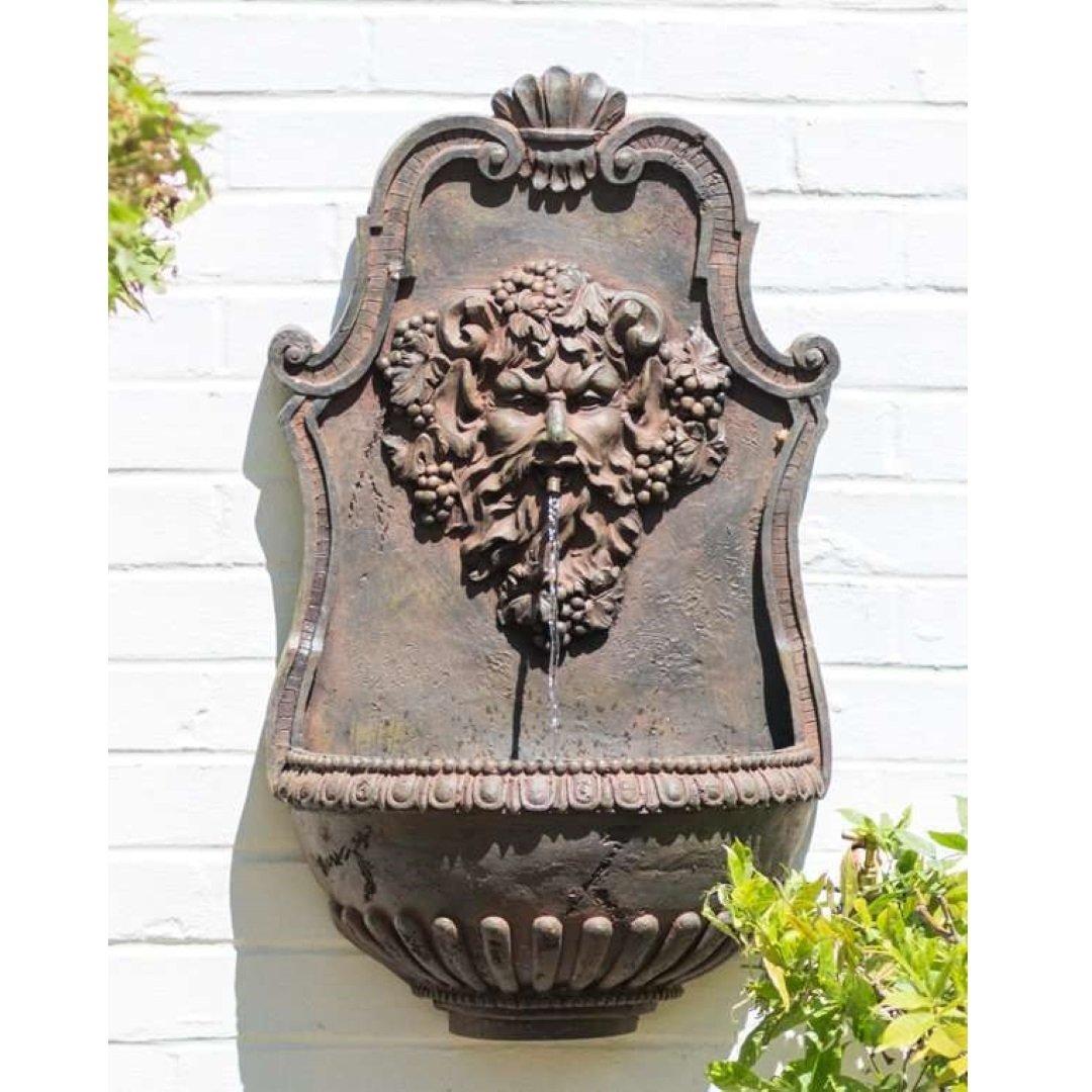 Wall Mounted Water Feature Zeus Fountain Lights Bronze Finish 83cm