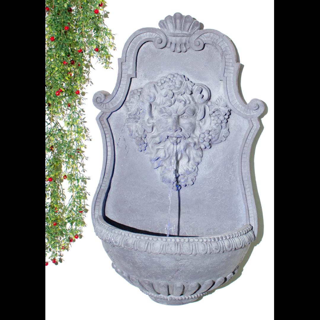 Zeus Water Feature Wall Mounted Lead Finish Outdoor Fountain H83cm
