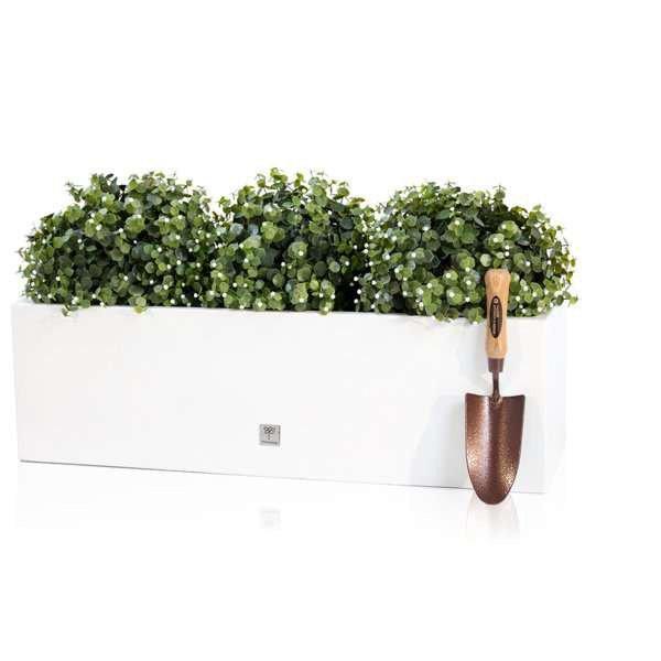Gloss Fibreglass Outdoor Trough Garden Patio Planter in White 98cm