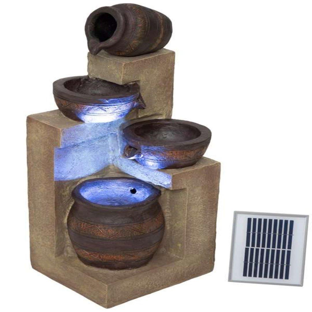 Solar Powered Cascading Bowls Fountain Outdoor Water Feature H76cm