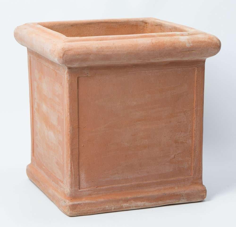 Terracotta Red Square Rolled Rim Outdoor Cube Planter 37cm