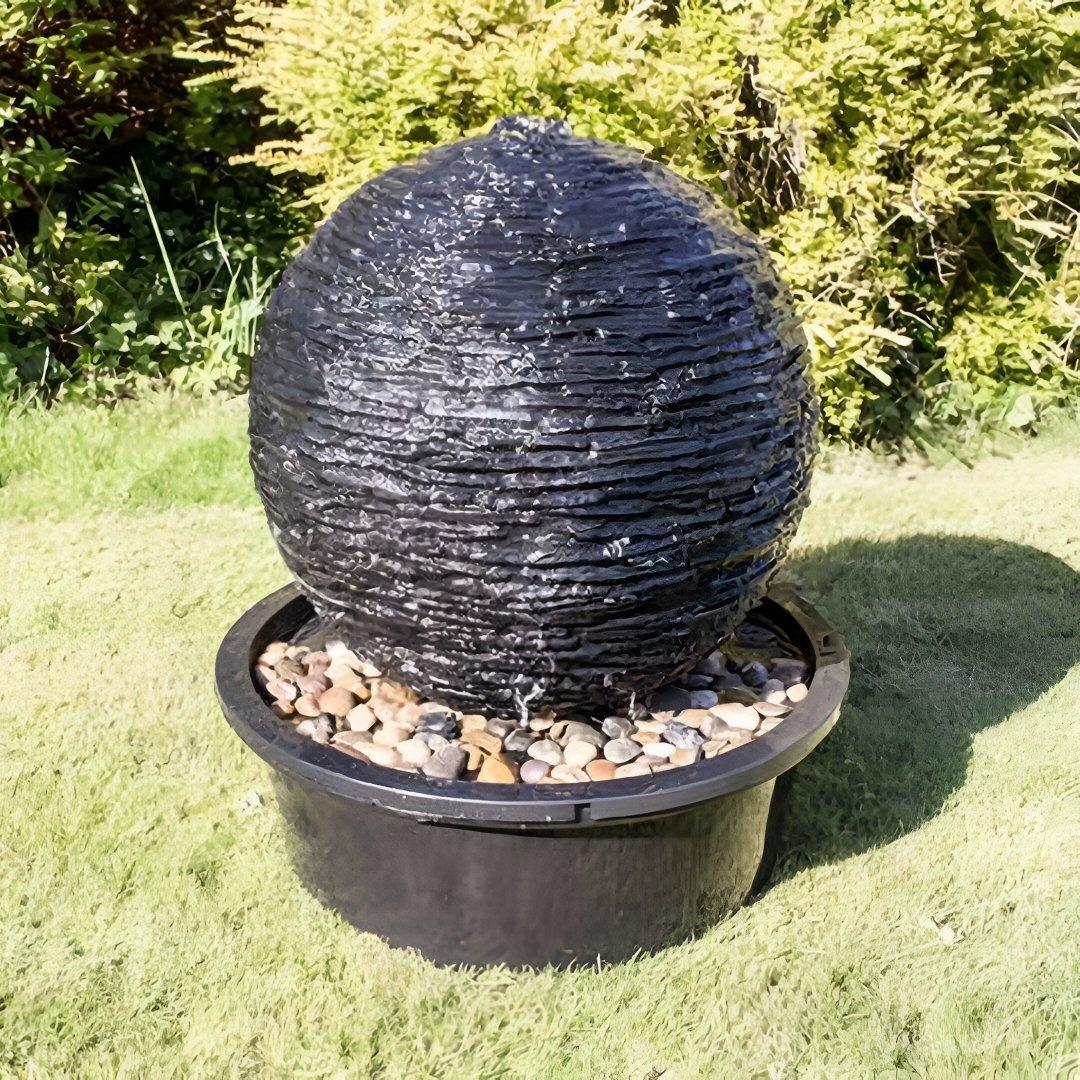Torver Slate Effect Sphere Water Feature Lights Self Contained 56cm