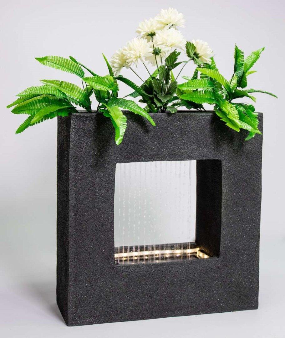 Rain Effect Square Waterfall Water Feature Planter Indoor Outdoor 56cm