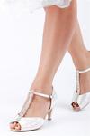 Paradox London Dyeable Satin 'Beccy'  Extra Wide Fit Mid Heel T-Bar Sandals thumbnail 4