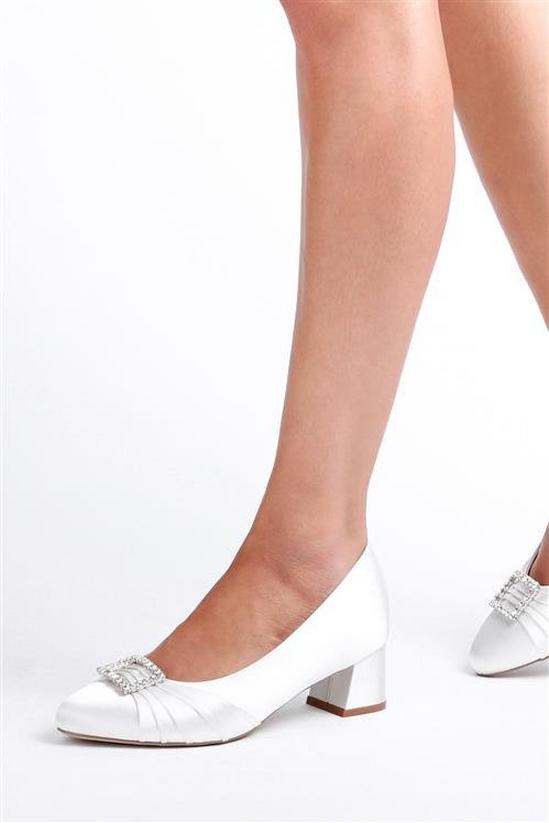 Paradox London Satin 'Brittney' Wide Fit Block Heel Shoes 4