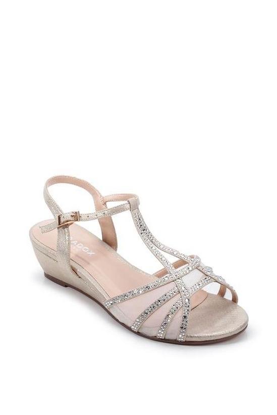Paradox London Glitter Diamante Mesh 'Jillly' Mid Heel Wedge Extra Wide Fit Sandals 2
