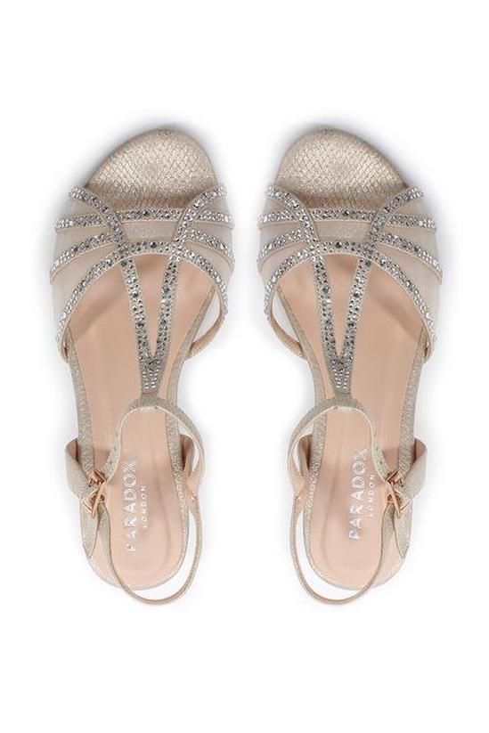 Paradox London Glitter Diamante Mesh 'Jillly' Mid Heel Wedge Extra Wide Fit Sandals 3
