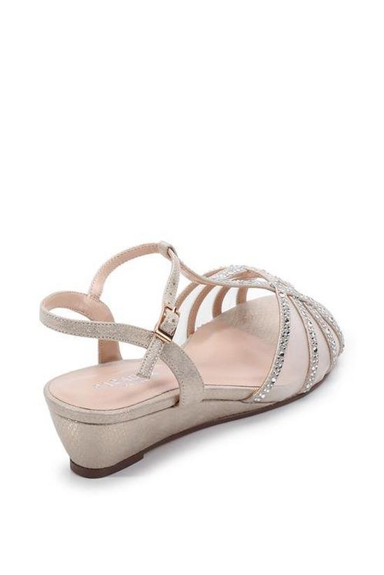 Paradox London Glitter Diamante Mesh 'Jillly' Mid Heel Wedge Extra Wide Fit Sandals 5