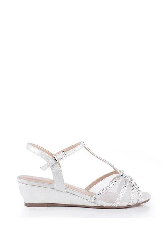 Paradox London Glitter Diamante Mesh 'Jillly' Mid Heel Wedge Extra Wide Fit Sandals 1