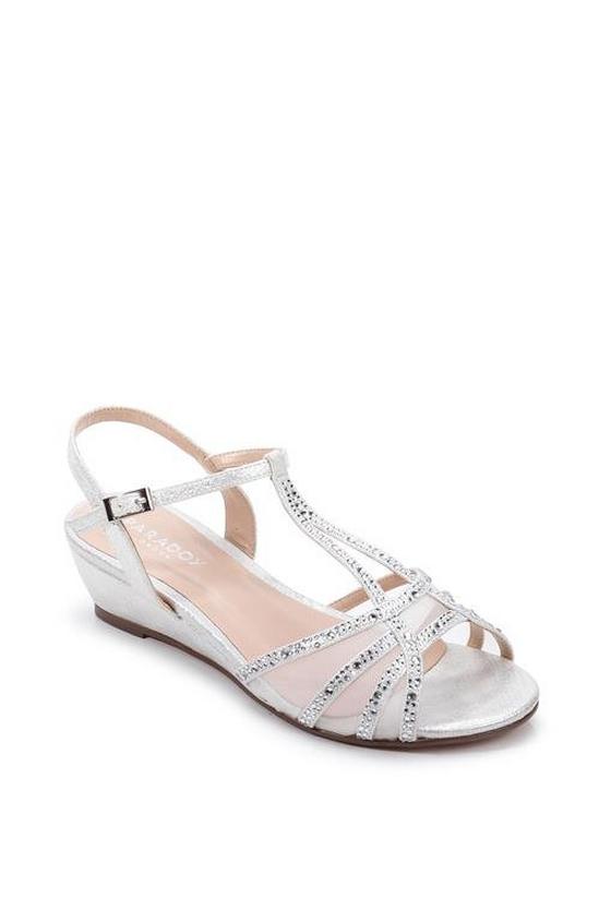 Paradox London Glitter Diamante Mesh 'Jillly' Mid Heel Wedge Extra Wide Fit Sandals 2