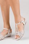 Paradox London Glitter Diamante Mesh 'Jillly' Mid Heel Wedge Extra Wide Fit Sandals thumbnail 4