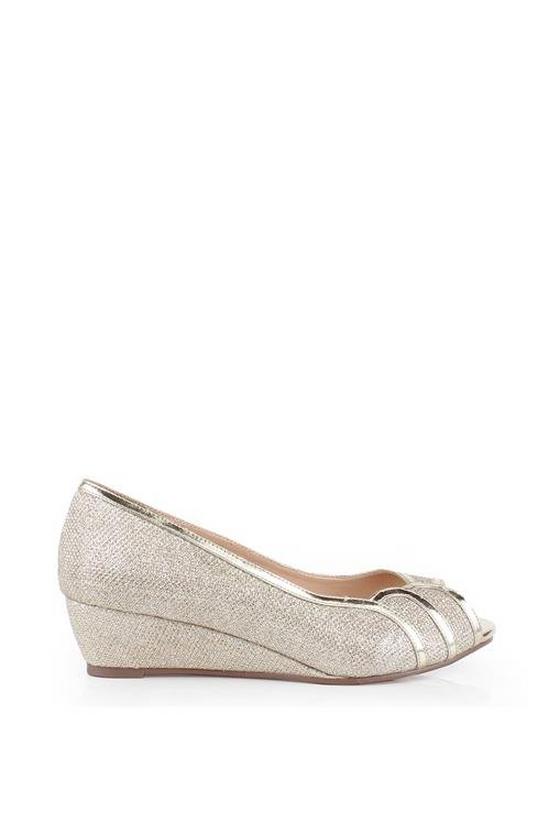 Paradox London Glitter 'Juno' Wide Fit Low Wedge Peep Toe Shoes 1