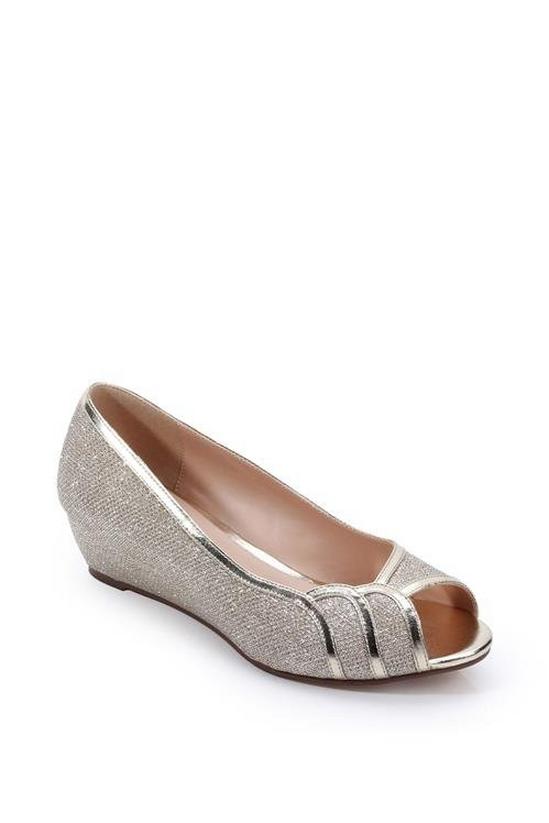 Paradox London Glitter 'Juno' Wide Fit Low Wedge Peep Toe Shoes 2