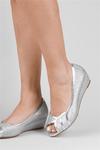 Paradox London Glitter 'Juno' Wide Fit Low Wedge Peep Toe Shoes thumbnail 4