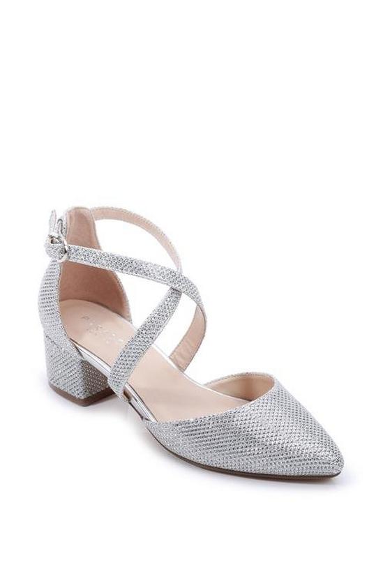 Paradox London Glitter 'Francis' Mid Block Heel Wide Fit Court Shoes 2