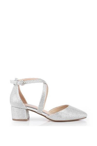 Glitter 'Francis' Mid Block Heel Wide Fit Court Shoes