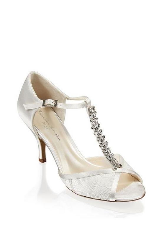 Paradox London Satin and Lace 'Beth' High Heel Crystal T-bar Shoes 2