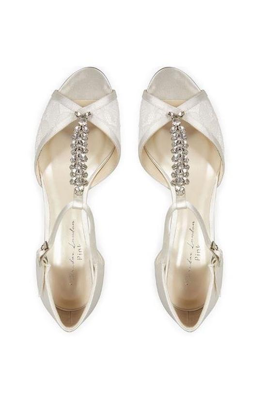Paradox London Satin and Lace 'Beth' High Heel Crystal T-bar Shoes 3
