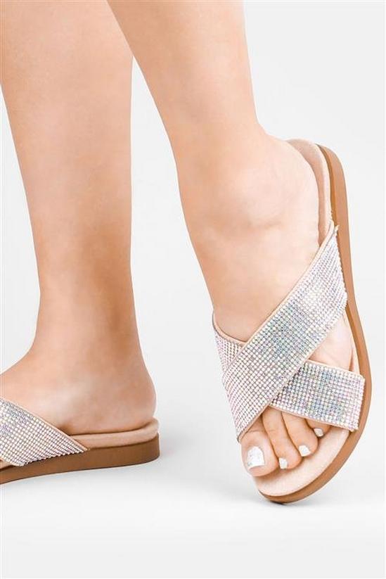 Paradox London Glitter 'Wisdom' Cross Front Comfort Fit Flat Sandal 4