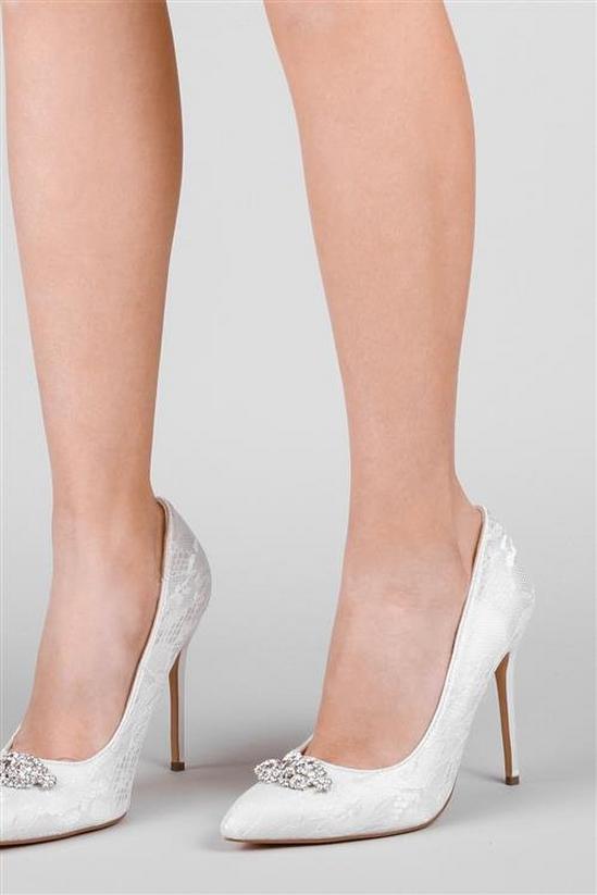 Paradox London Lace 'Florida' High Heel Trim Detail Court Shoes 4