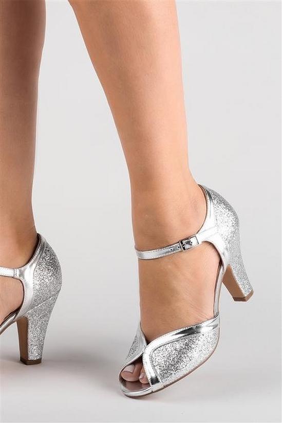 Paradox London Glitter 'Karlie' High Heel Peep Toe Ankle Strap Sandals 4