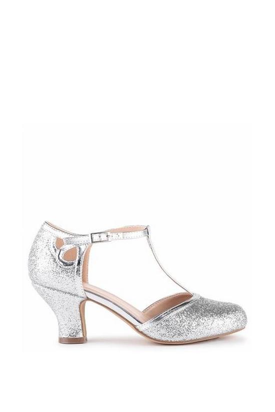 Paradox London Glitter 'Joanna' Low Heel T-bar Court Shoes 1