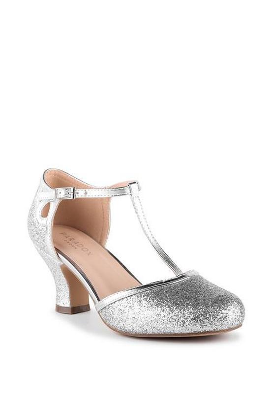 Paradox London Glitter 'Joanna' Low Heel T-bar Court Shoes 2