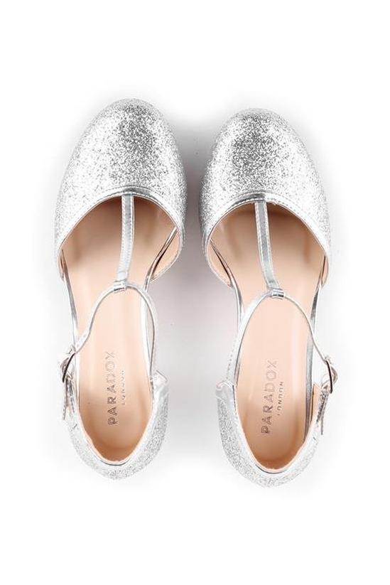 Paradox London Glitter 'Joanna' Low Heel T-bar Court Shoes 3