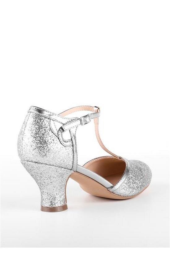 Paradox London Glitter 'Joanna' Low Heel T-bar Court Shoes 5