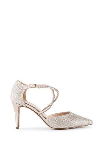 Glitter 'Kennedy' High Heel Ankle Strap Court Shoes