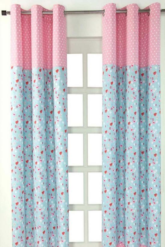 Homescapes Birds And Flowers Ready Made Eyelet Curtain Pair 1