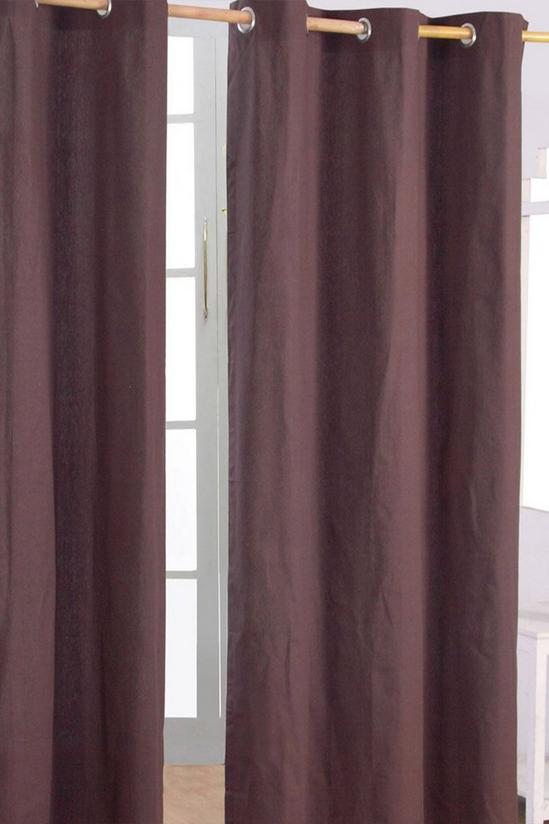 Homescapes Plain Cotton Ready Made Eyelet Curtain Pair 1