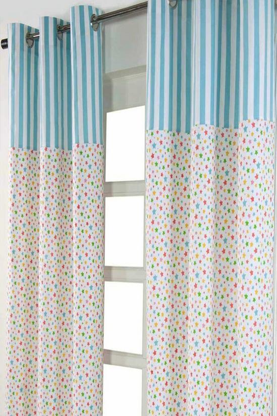 Homescapes Cotton Multi Stars Ready Made Eyelet Curtain Pair 2