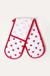 Homescapes Red Hearts Cotton Double Oven Glove thumbnail 1