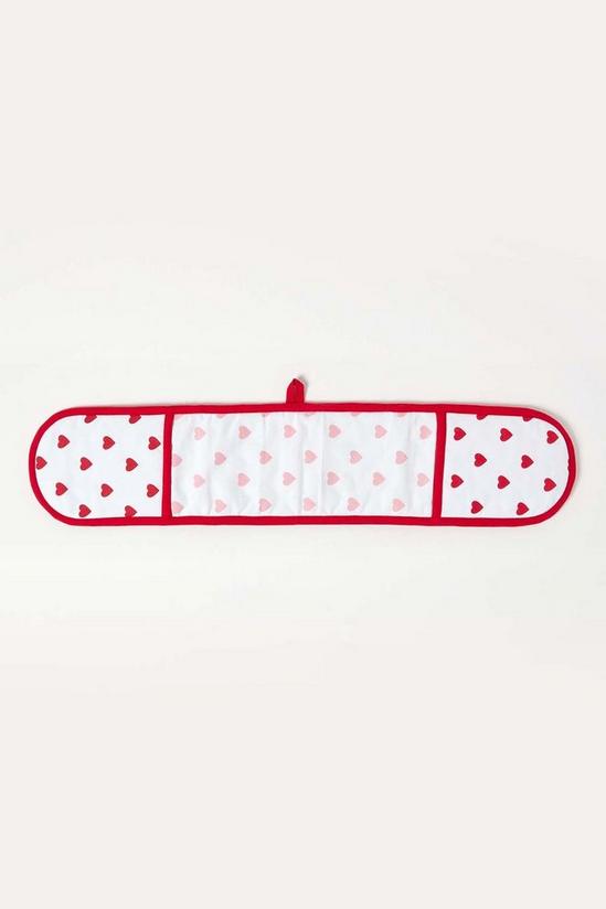 Homescapes Red Hearts Cotton Double Oven Glove 2