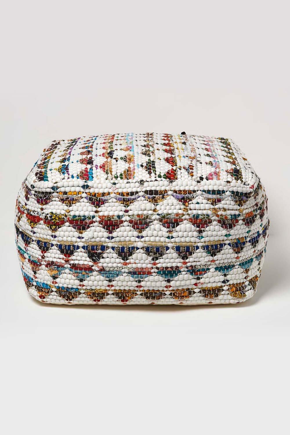 Homescapes Chindi Design Bean Filled Pouffe Large|cream