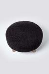 Homescapes Large Round Cotton Knitted Footstool on Legs thumbnail 3