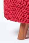 Homescapes Large Round Cotton Knitted Footstool on Legs thumbnail 4