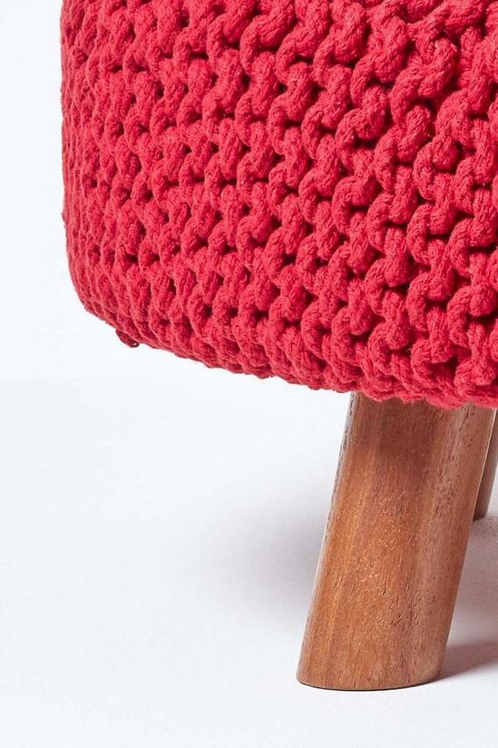Homescapes Large Round Cotton Knitted Footstool on Legs 4