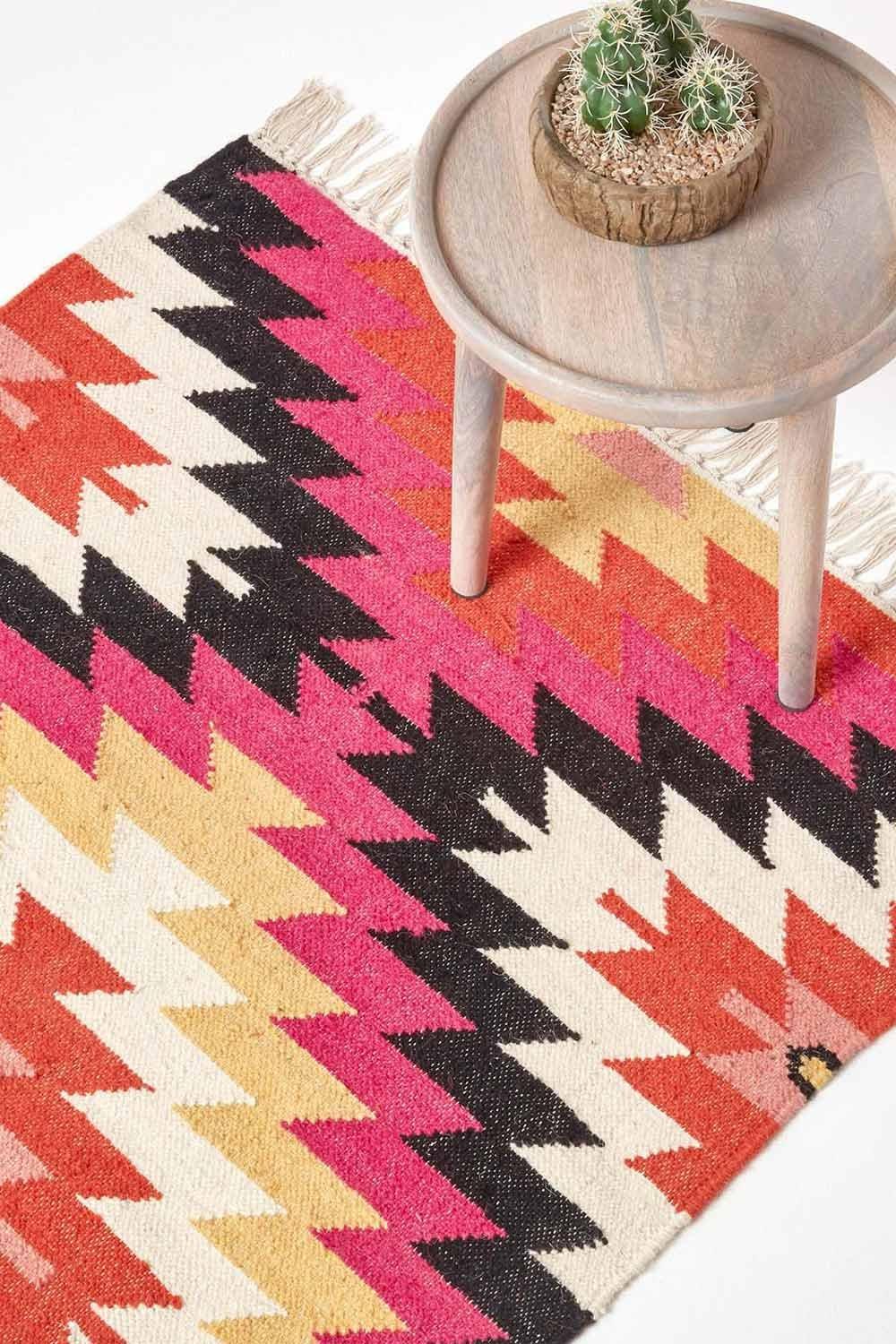 Jakarta Handwoven Geometric Pattern Kilim Wool Rug