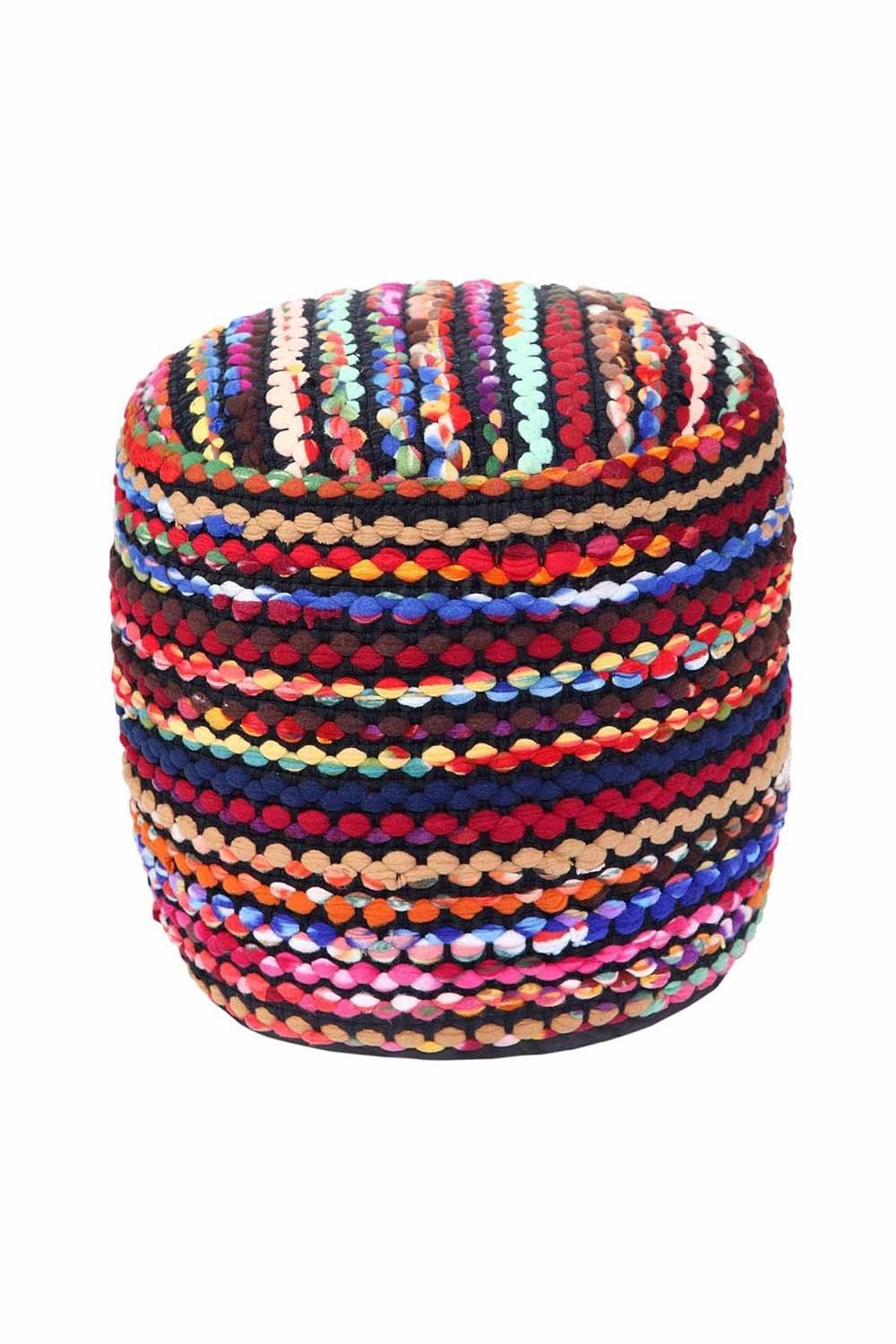 Homescapes Folk Woven Bean Filled Pouffe Round