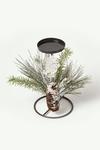 Homescapes Frosted Artificial Pine Branch Christmas Candle Holder thumbnail 1