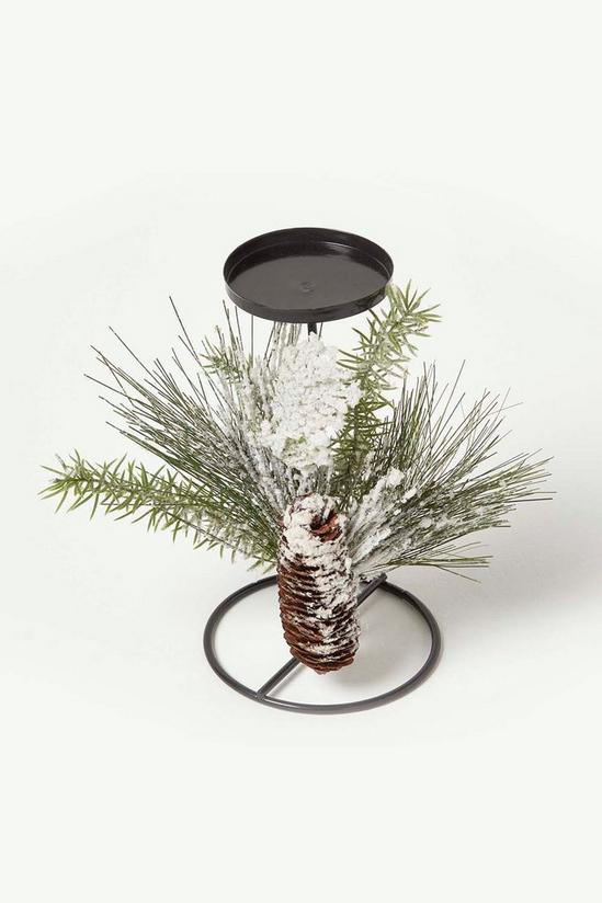 Homescapes Frosted Artificial Pine Branch Christmas Candle Holder 1