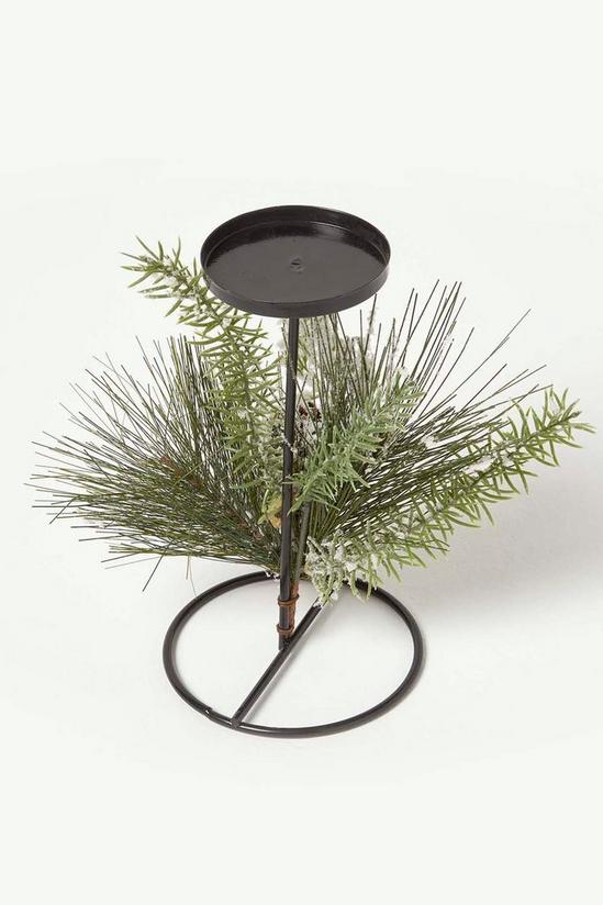 Homescapes Frosted Artificial Pine Branch Christmas Candle Holder 5