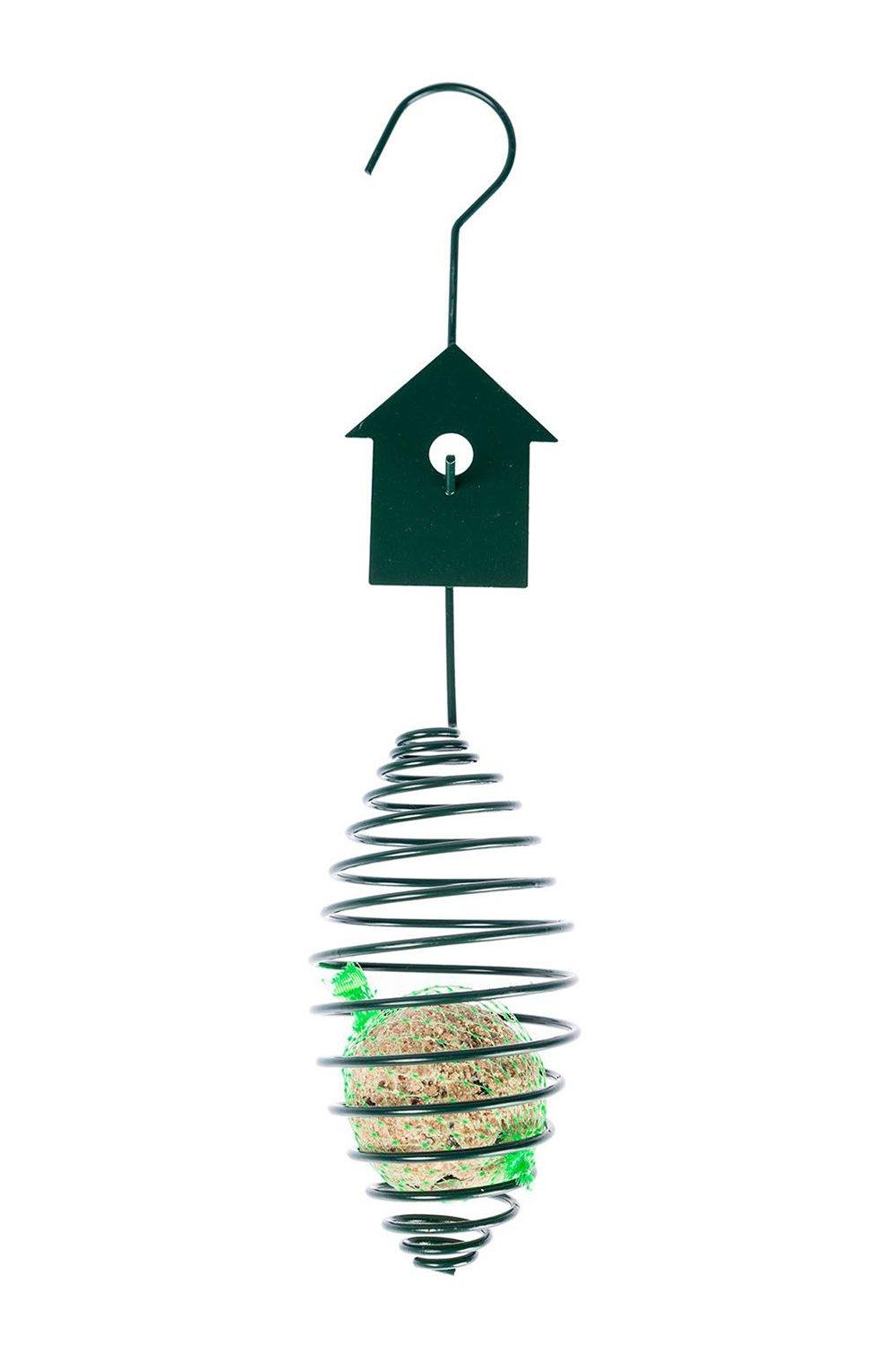 Homescapes Metal Spring Bird Feeder with Bird Decoration, Bird House|green