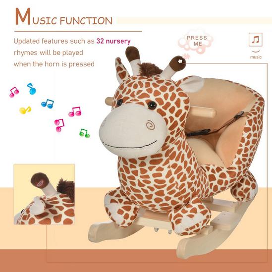HOMCOM Animal Baby Rocking Horse Children Toy Seat Rocker Giraffe 32 Songs 5