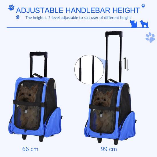 PAWHUT Pet Travel Backpack Bag Cat Puppy Dog Carrier with Trolley and Telescopic Wheel 4