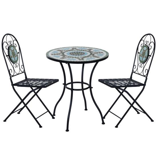 OUTSUNNY Outdoor 3pc Bistro Set Dining Folding Chairs Patio Furniture 1