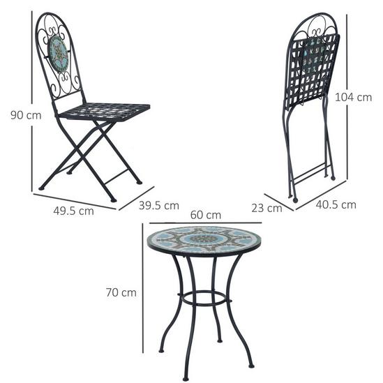 OUTSUNNY Outdoor 3pc Bistro Set Dining Folding Chairs Patio Furniture 3