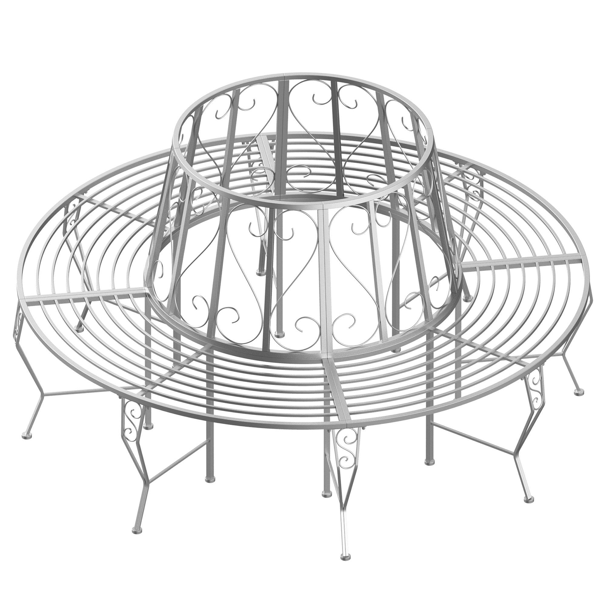 160cm Garden Round Tree Bench Outdoor Chair Metal Patio Circular Seat
